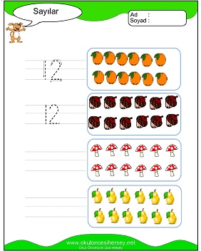 okul öncesi 1 sayısı çizgi çalışması
